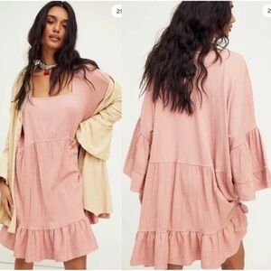 Free People Beach | pink oversized El Mar slouchy mini dress size large